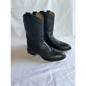 Men's/Boy's Ariat Black Cowboy Leather Boots, Size 9D ATS Pro, Round Toe